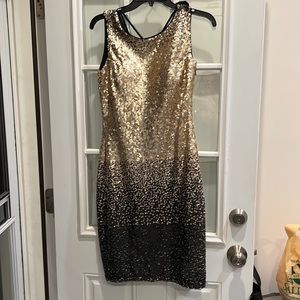 Venus sequent tank dress ombre gold with black size 8 Excellent condition